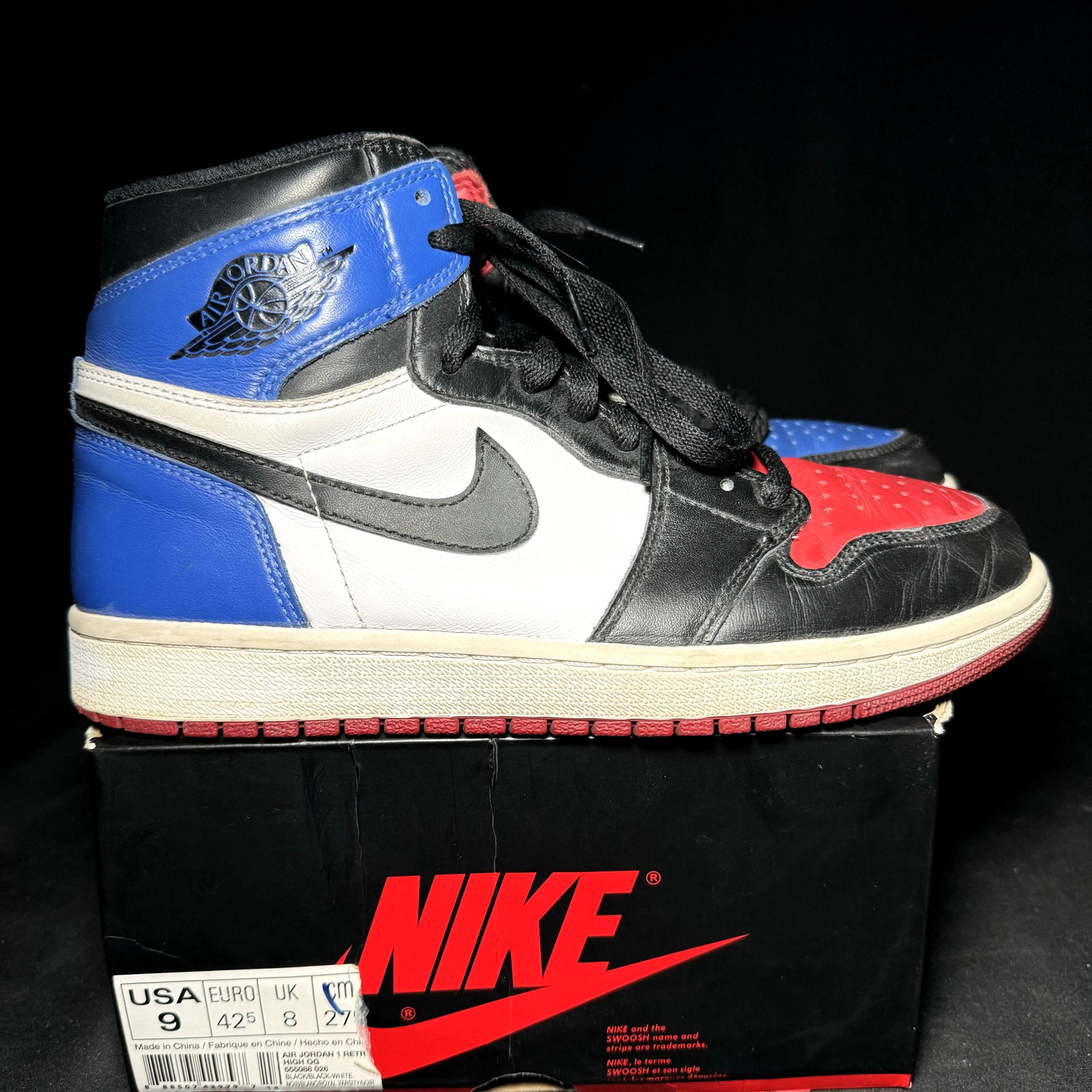 Size 9 - Air Jordan 1 Retro High Og Top 3 2016 Men's Sneakers Ships Now